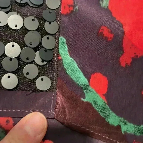 Vera Wang abstract sequin mesh hi-low pocket dress XS - Picture 10 of 10